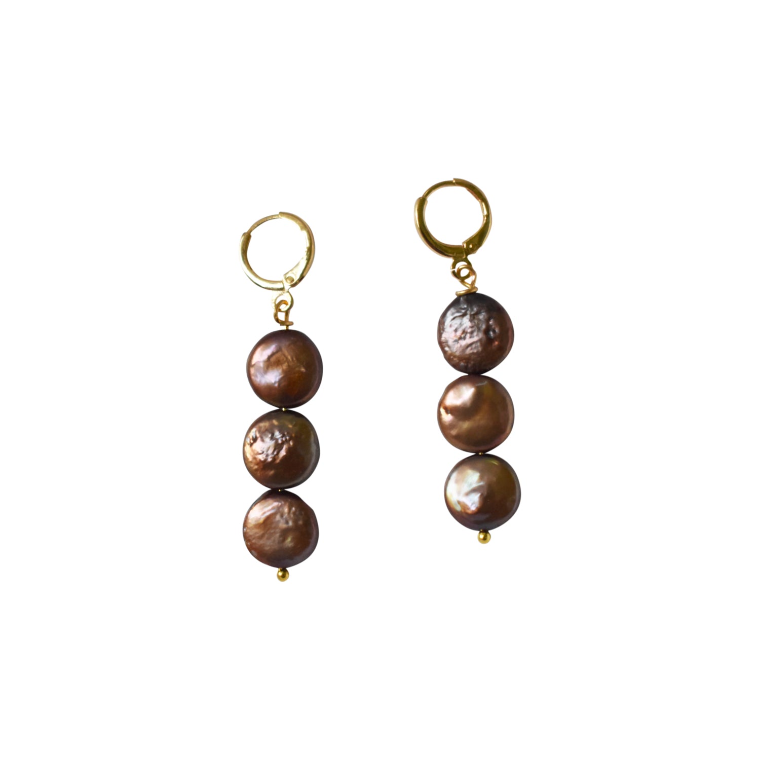 Brown freshwater pearl huggie earrings | by Ifemi Jewels-0