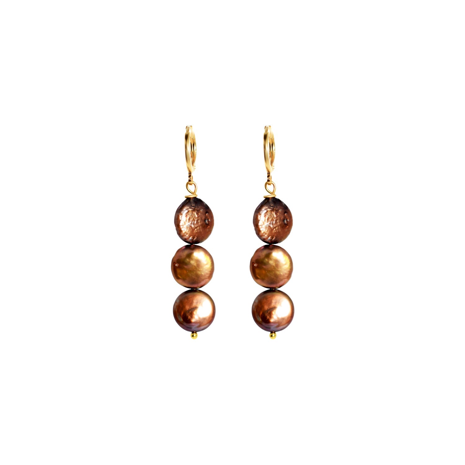 Brown freshwater pearl huggie earrings | by Ifemi Jewels-2