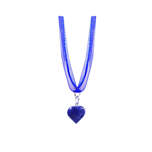 Adjustable Sodalite blue organza necklace-0
